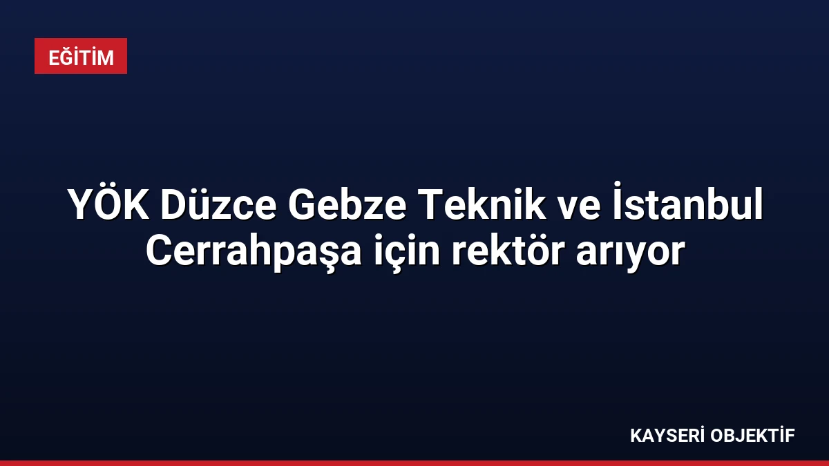 YÖK Düzce Gebze Teknik ve İstanbul Cerrahpaşa için rektör arıyor