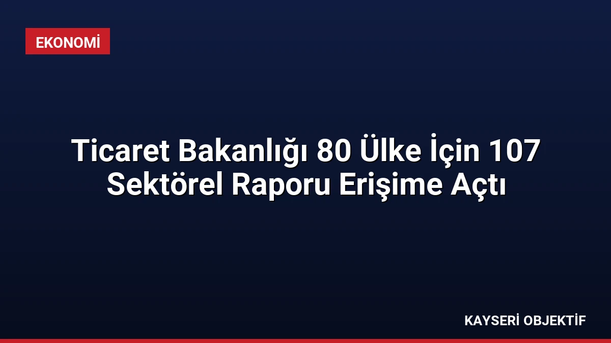 Ticaret Bakanlığı 80 Ülke İçin 107 Sektörel Raporu Erişime Açtı